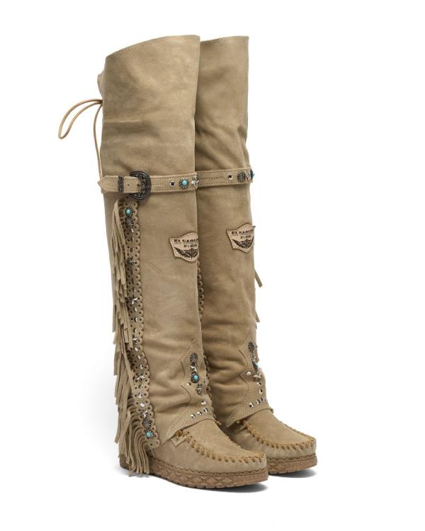 STIVALE INDIANINO CON ZEPPA COLEEN STUDDED SILVERSTONE CORDA