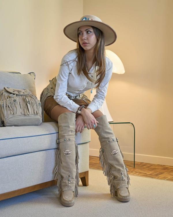 STIVALE INDIANINO CON ZEPPA COLEEN STUDDED SILVERSTONE CORDA