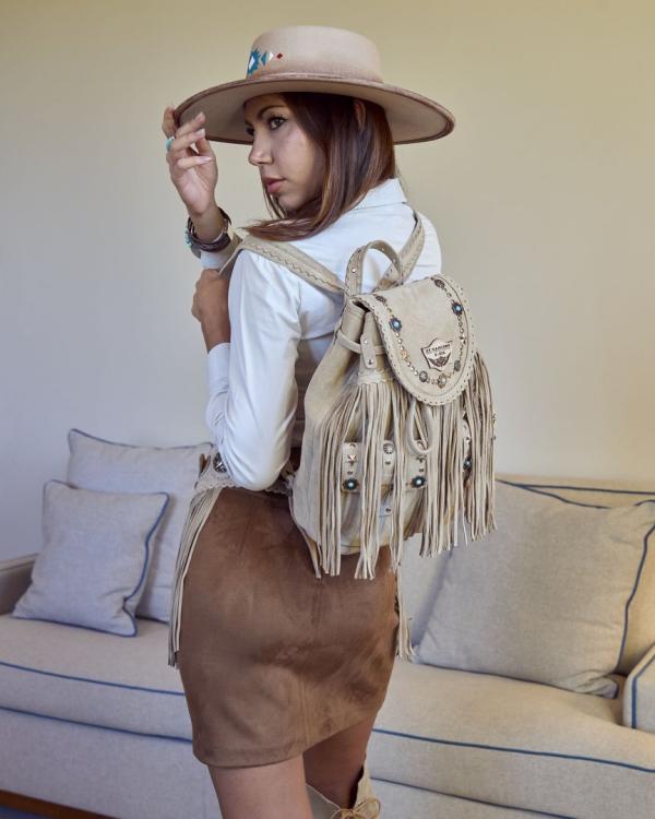 BORSA IN PELLE BORCHIATA ALBA STUDDED SILVERSTONE CORDA