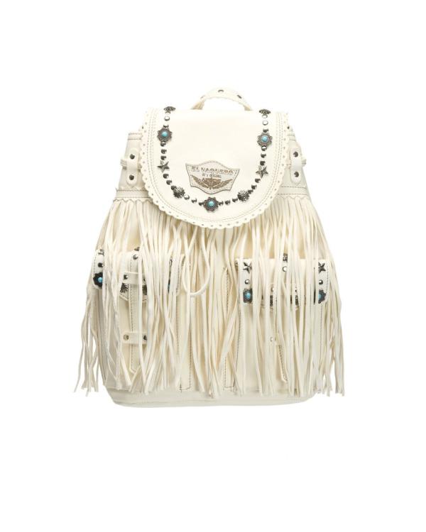 BORSA IN PELLE BORCHIATA ALBA STUDDED RAG OFFWHITE