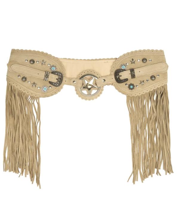 CINTURA IN PELLE BORCHIATA CARA STUDDED SILVERSTONE CORDA