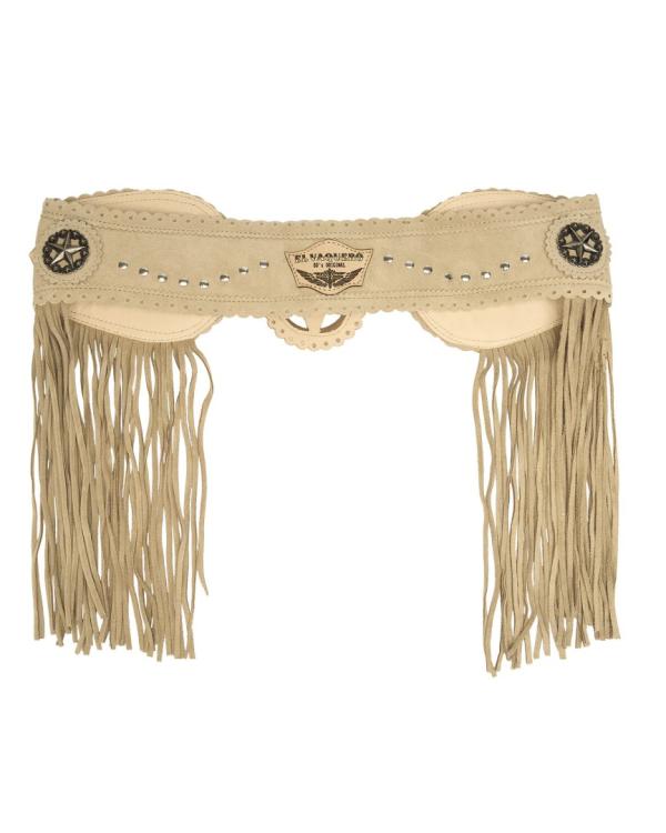 CINTURA IN PELLE BORCHIATA CARA STUDDED SILVERSTONE CORDA