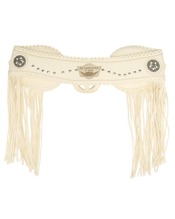 CINTURA IN PELLE BORCHIATA CARA STUDDED RAG OFFWHITE