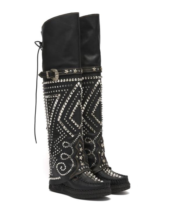 STIVALE INDIANINO CON ZEPPA SPIKED LIMITED CALF BLACK