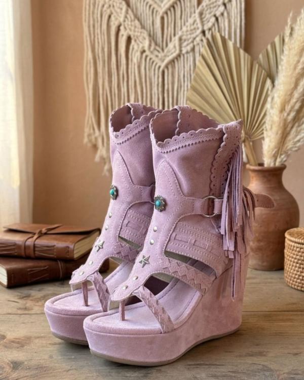 LEATHER BOOT SANDALS AMBER SILVERSTONE ROSA