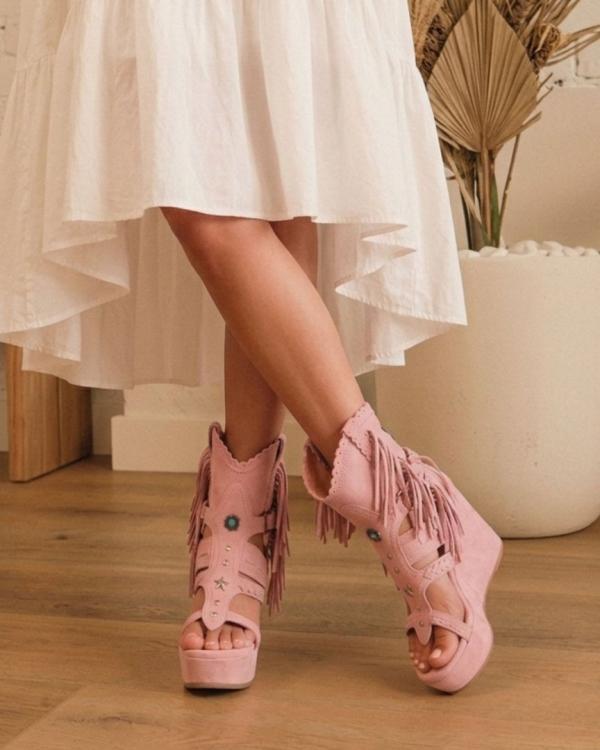 LEATHER BOOT SANDALS AMBER SILVERSTONE ROSA