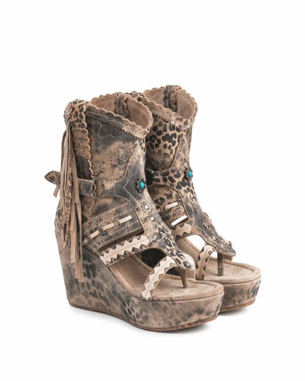 LEATHER BOOT SANDALS AMBER LEOMARBLE ECRU