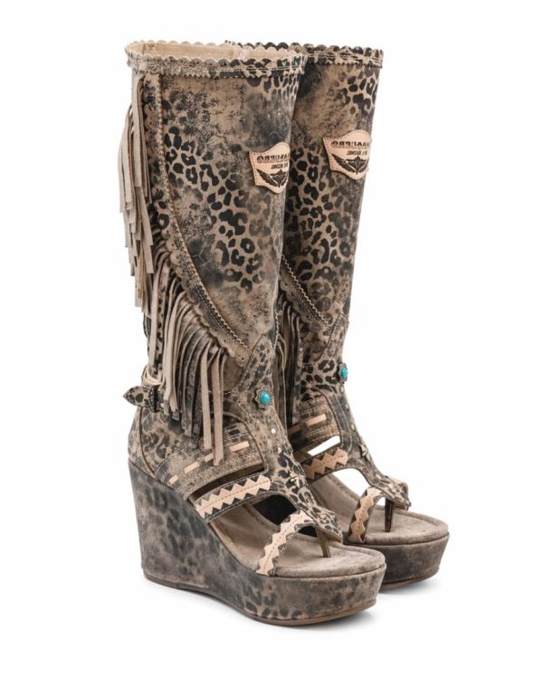 LEATHER BOOT SANDALS GIADA LEOMARBLE ECRU