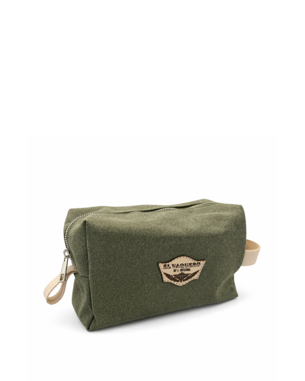 LEATHER BEAUTY CASE BEAUTY CANVAS GREEN
