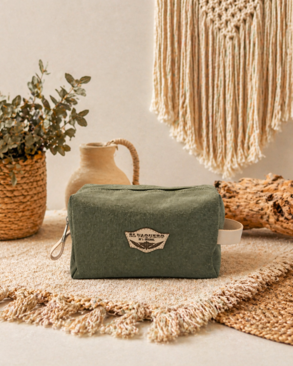 LEATHER BEAUTY CASE BEAUTY CANVAS GREEN