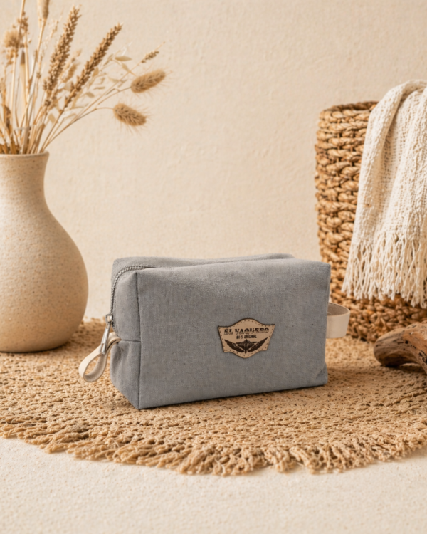 LEATHER BEAUTY CASE BEAUTY CANVAS GREY