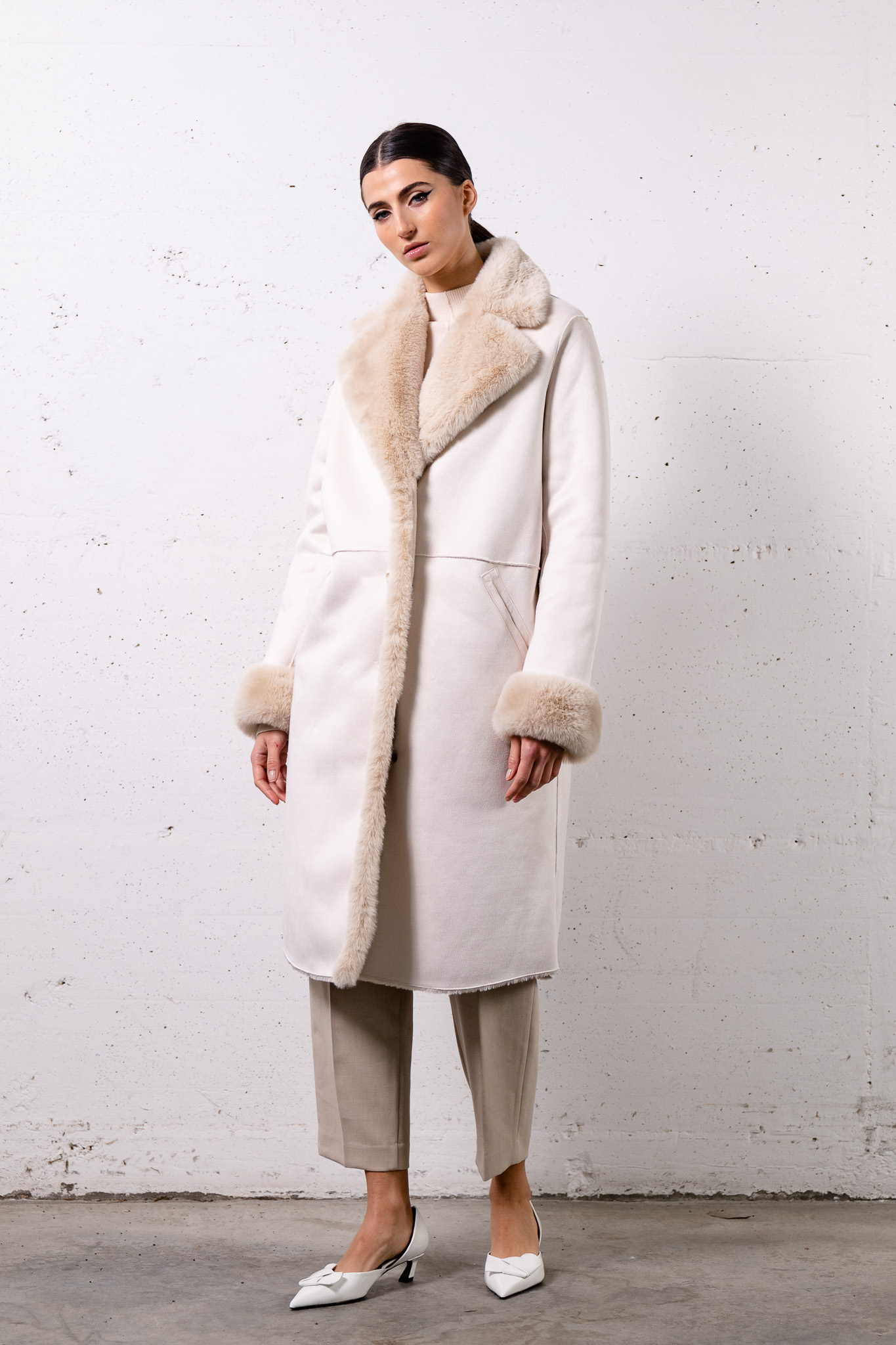 Zara Sheep Skin Beige Coat Zara Double Faced Coat With Button