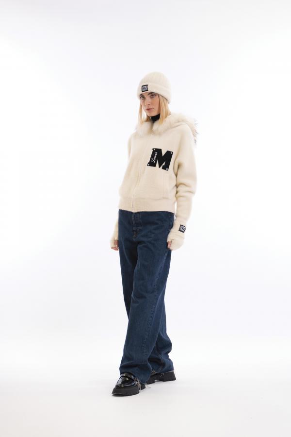 BOMBER IN MAGLIA CON CAPPUCCIO
